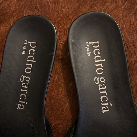 PEDRO GARCIA Sandal GARIELA BLACK SATIN BOW Slide Crystal  Size 39.5 / 9.5 - Picture 8 of 10